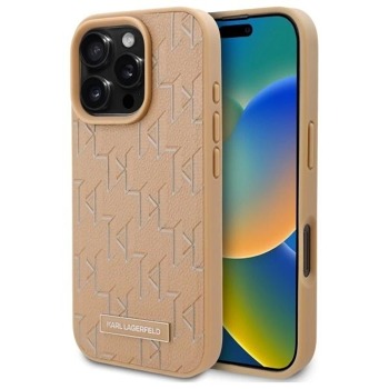 Кейс Karl Lagerfeld hardcase Hot Stamp Magsafe за iPhone 16 Pro Max- Бежов