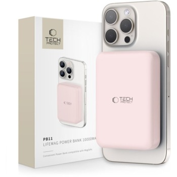Външна батерия Tech-Protect PB10 Lifemag MagSafe 10000mAh - Розова