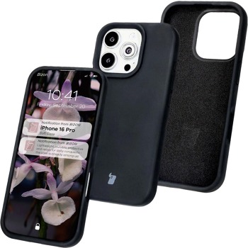 Заден кейс Bizon Soft Case за iPhone 16 Pro - Черен