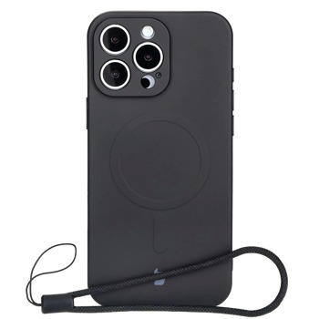 Заден кейс Bizon Silicone Magnetic за iPhone 16 Pro - Черен