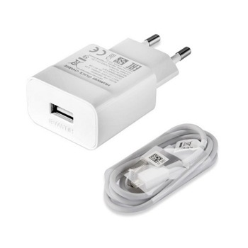 Оригинално зарядно устройство Huawei HW-059200EHQ + 2A QC Type-C кабел 1м - Бяло