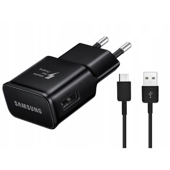Оригинално зарядно устройство Samsung EP-TA20EBE 15W с USB-C кабел 1м - Черно
