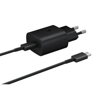 Оригинално зарядно Samsung EP-TA800EBE 25W + USB-C към USB-C кабел EP-DA705BBE 1м – Черно