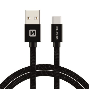 Swissten заряден кабел Textile USB/USB-C 1,2 м - Черен