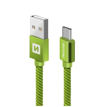 Swissten заряден кабел USB/USB-C - 1.2M, Зелен