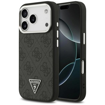 Кейс Guess 4G Triangle Logo MagSafe за Apple iPhone 17 Pro - Черен/Сребърен