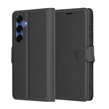Флип калъф Techsuit Leather Folio за Samsung Galaxy S25 - Черен