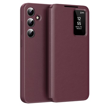 Флип калъф Techsuit SmartView за Samsung Galaxy S24 FE - Червен